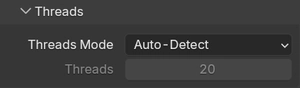 Performance panel: Threads mode setting.