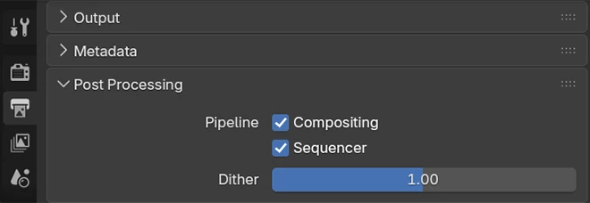 Output panel: Postprocessing Pipeline options.