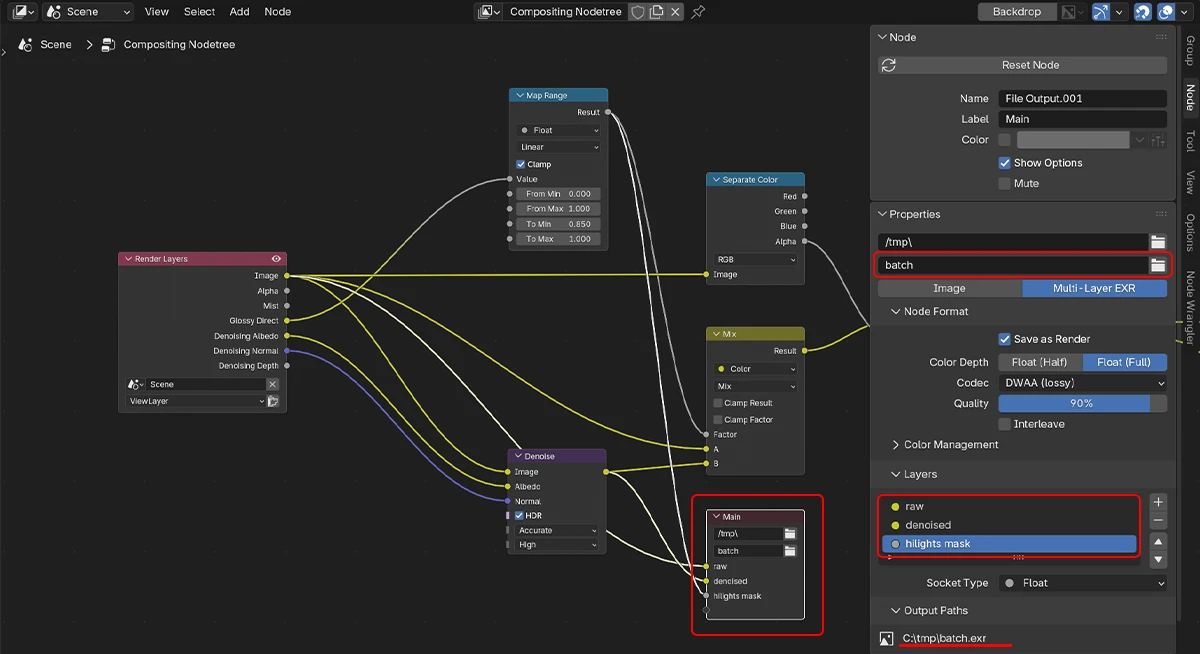 Recommended Multilayer EXR configuration