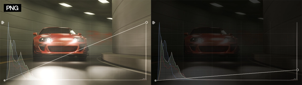 Example of Lowering exposure on a PNG image sequence.