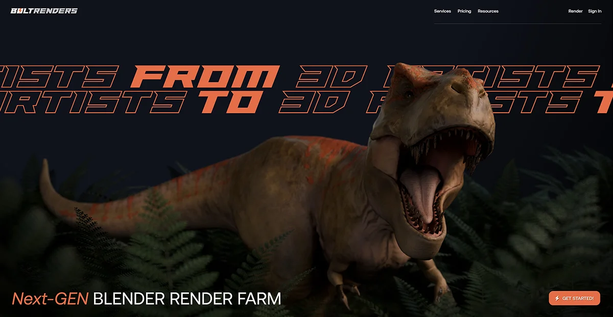 BoltRenders homepage preview.