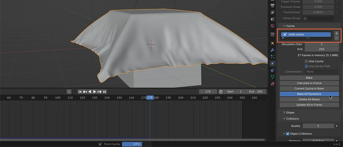 Set cache and bake cloth simulation.