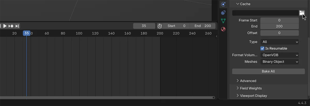 Set a folder to store fluid simulation cache.