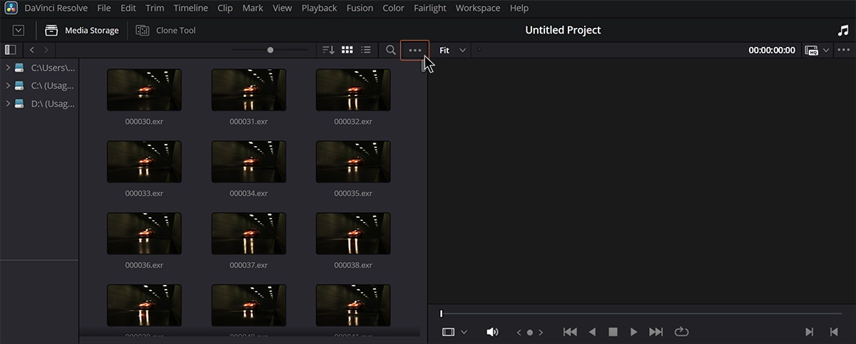 Navigate to your image sequence folder in Resolve.