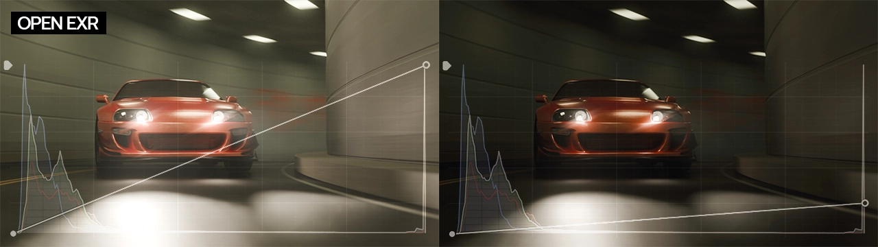 Example of Lowering exposure on a OpenEXR image sequence.